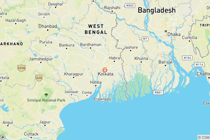 Mapa de Excursión de un día a Gangasagar desde Calcuta