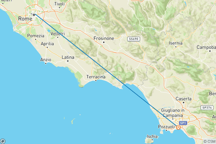 Carte du circuit La grandeur romaine et les charmes de la côte : Un voyage de 7 jours à travers Rome, Sorrente et la côte amalfitaine