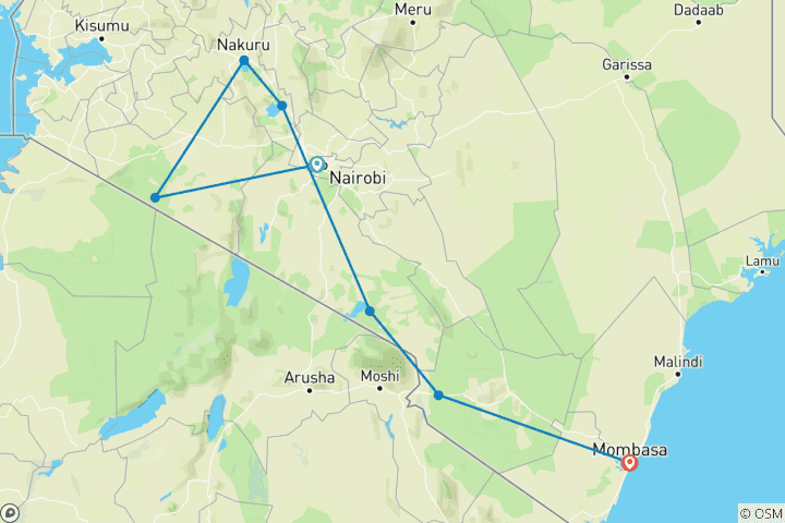 Kaart van Mount Kenya Trek (Sirimon Route) 4D/3N