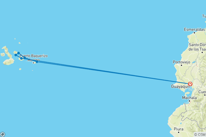Carte du circuit Croisière Équateur et îles Galápagos Guayaquil → Guayaquil (2026)