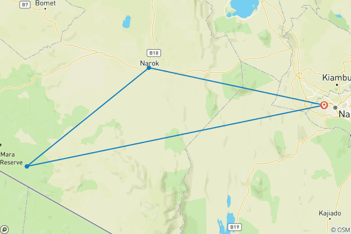 Karte von Masai Mara Wildtier Safari - 4 Tage