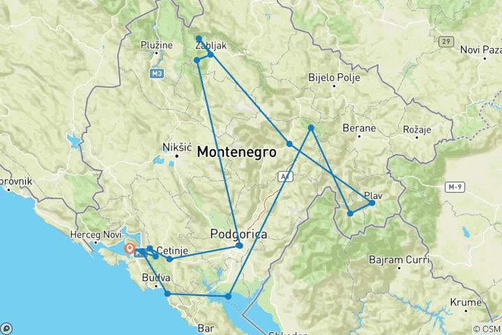 Map of The Best of Montenegro: 7-Day Off-Road Self-Drive Package