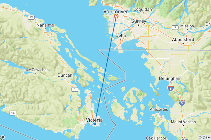 Carte du circuit Expérience hivernale de Vancouver et Victoria