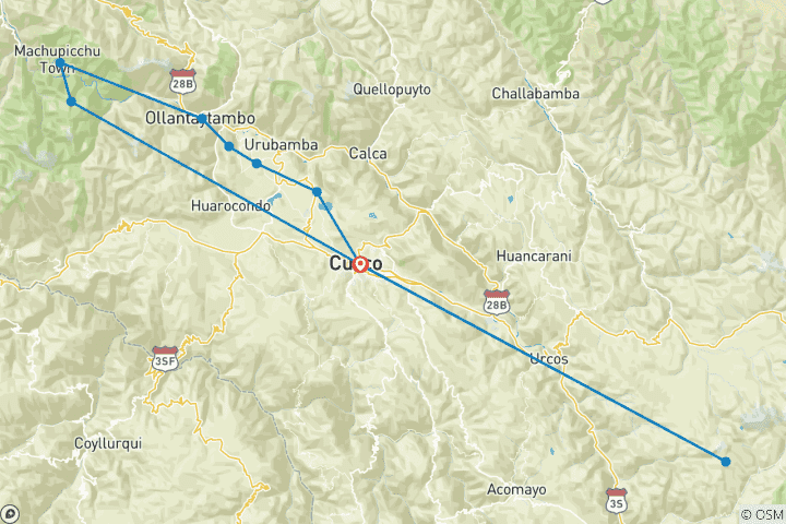 Carte du circuit Ultimate Cusco & Machu Picchu - Expérience privée de 8 jours avec saveur locale