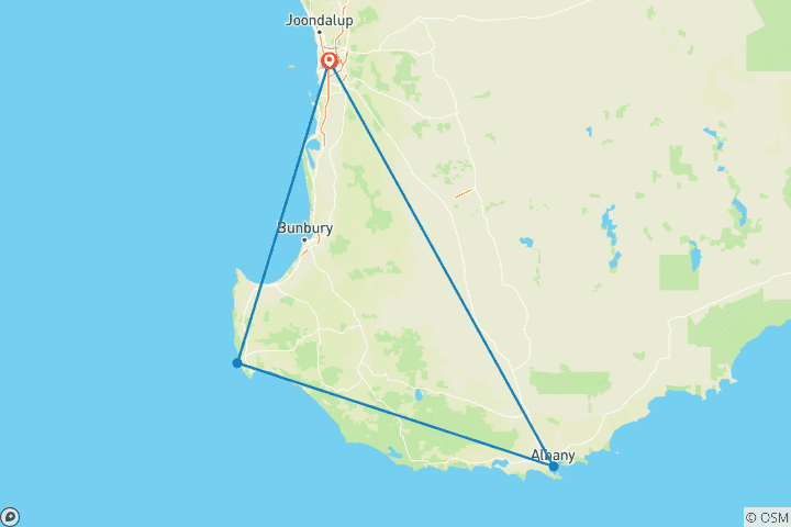 Carte du circuit Randonnée sur la piste Bibbulmun : D'Albany au Danemark
