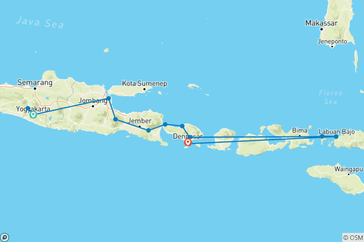 Mapa de Komodo - Viaje de aventura de 19 días