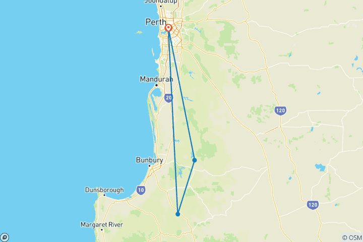 Carte du circuit Randonnée sur le Bibbulmun Track : De Collie à Banlingup