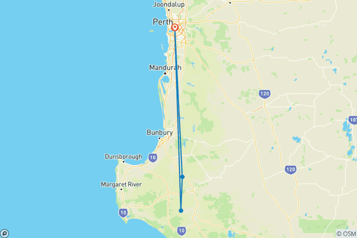 Carte du circuit Randonnée sur le Bibbulmun Track : De la rivière Donnelly à Balingup
