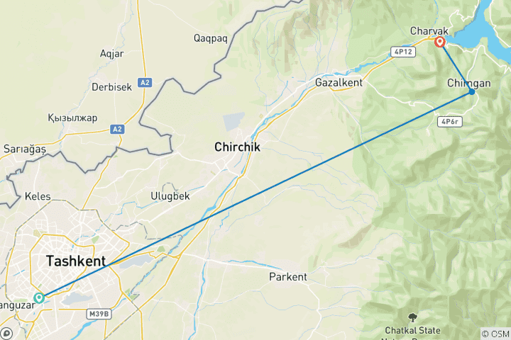 Carte du circuit Excursion d'une journée à Chimgan et Charvak