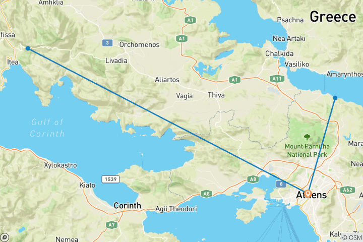 Carte du circuit Voyage de 5 jours à travers la Grèce classique