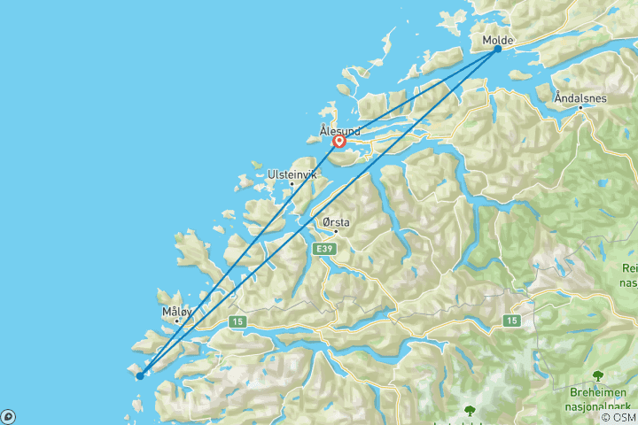 Karte von Fjorde und Atlantikkuste