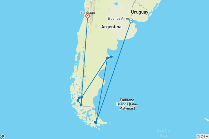 Map of Glaciers, pampas & Metropolises