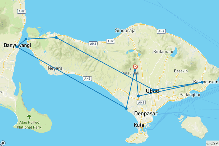 Map of Adventure West Bali & East Java (private tour)