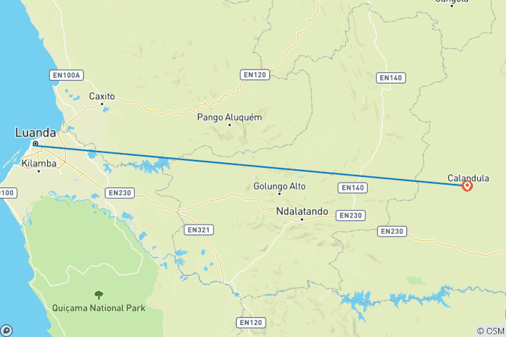 Carte du circuit Explorez les merveilles naturelles de l'Angola : Les chutes de Calandula et les rochers noirs en 2 jours