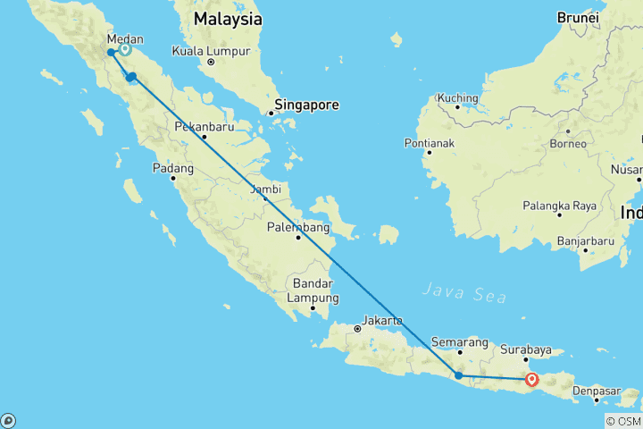 Map of Highlights of Indonesia - Discover Sumatra and Java (Private Tour)