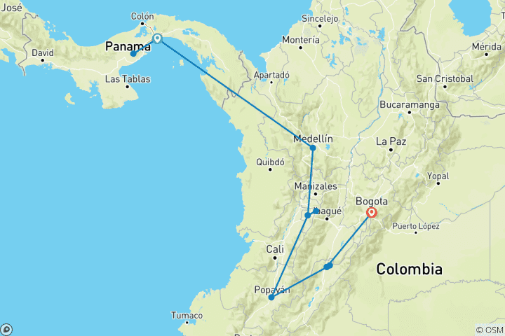 Carte du circuit Panama & Colombie : un rêve de diversité