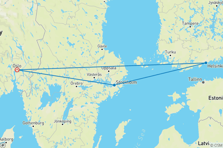 Carte du circuit Capitales de l'Europe du Nord Deluxe