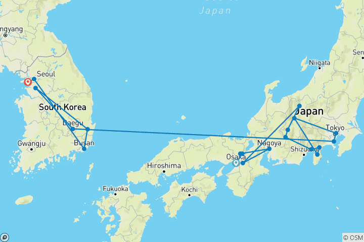 Karte von Japan und Sudkorea entdecken (inkl. Flug)
