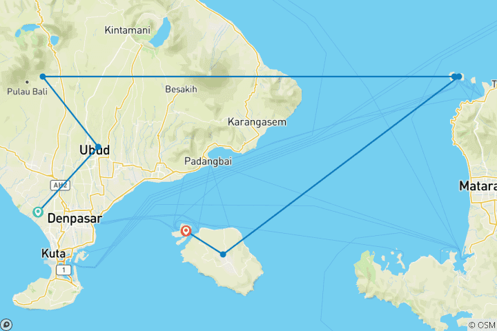 Kaart van Klassiek avontuur op Bali - 10 dagen