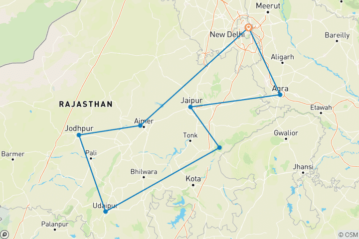 Carte du circuit Les points forts de l'Inde du Nord - 11 jours