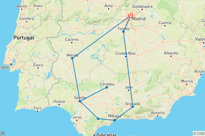 Map of Best of Andalucia & Alhambra - 8 days