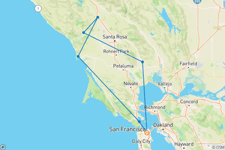 Map of San Francisco, Redwoods & Vineyards (Women Only)  - 5 days