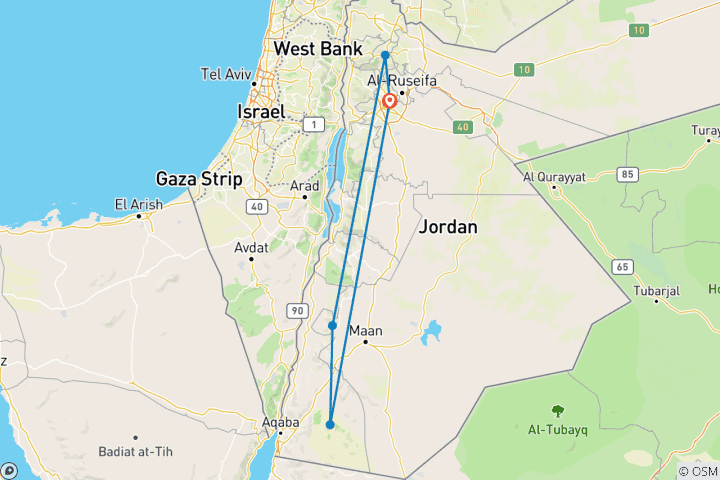 Carte du circuit La Jordanie à découvert