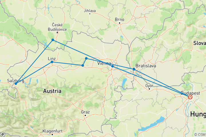 Mapa de Lo mejor del Danubio 2027