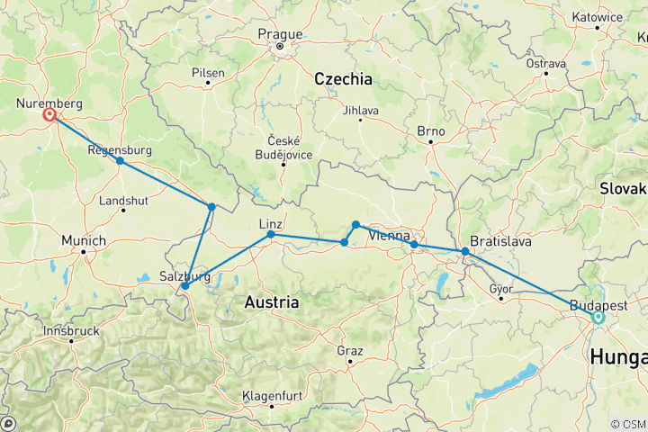 Carte du circuit Découverte du Danube Bleu 2027