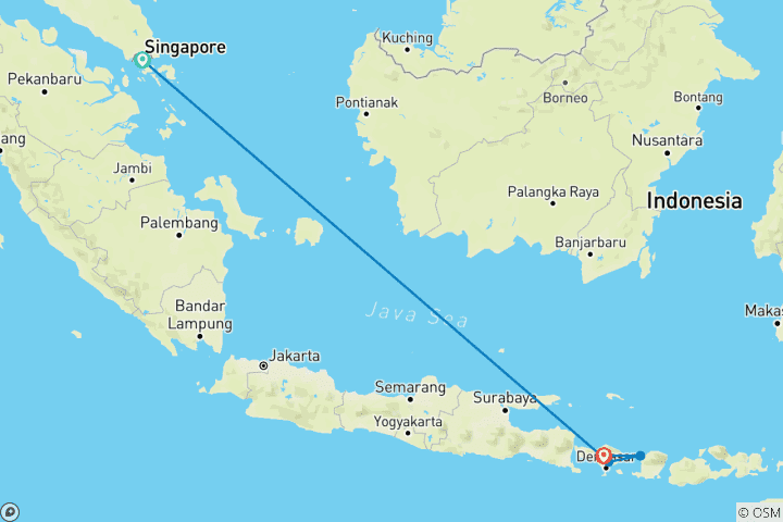 Carte du circuit Les lumières de la ville aux vibrations de l'île : Singapour, Bali et Gili Escape