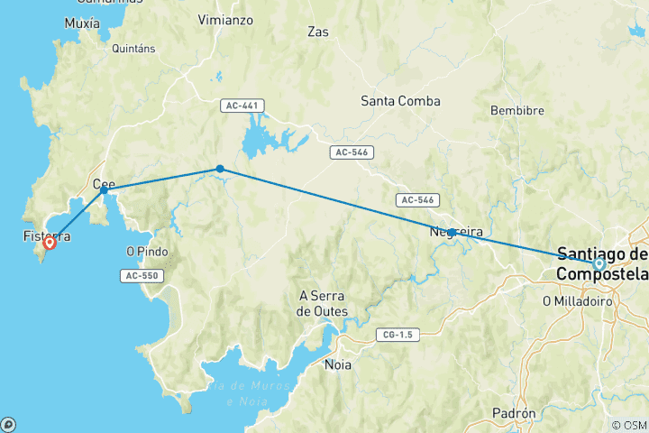 Map of Camino de Santiago · Way of St. James · Prologue · From Santiago de Compostela to Fisterra