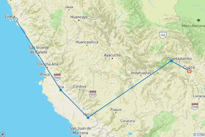 Kaart van Puur Peru: Regenboogberg & Inca-rood uitzicht! (10 bestemmingen)