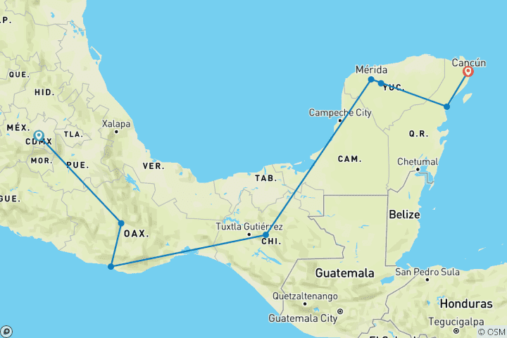 Map of Mexico Bucketlist: Churros, Colors & Core Memories (8 destinations)