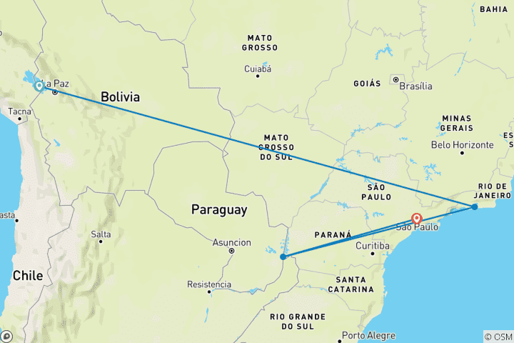 Map of Viva Brazil: Rhythm of Rio & Iconic Iguazú