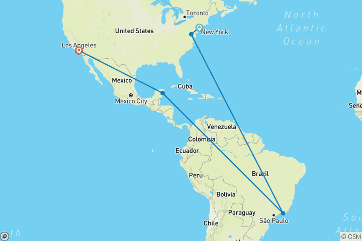 Mapa de Por toda América: USA Vibes, México Magic y el soleado Brasil