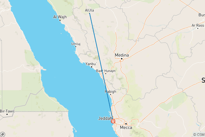 Kaart van Bucketlist Saoedi-Arabië: Woestijndromen, Souks & Skylines