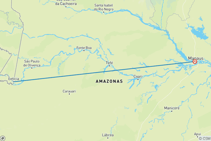 Carte du circuit Croisière au cœur de l'Amazonie primitive - Une exploration à la lisière de la jungle, entre le Brésil et la Colombie (croisière de port à port)
