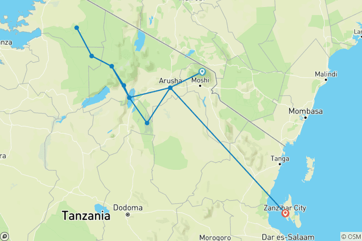 Mapa de Lista de cosas que hacer en Tanzania: ¡Serengeti, Safari, Zanzíbar! (26 destinations)