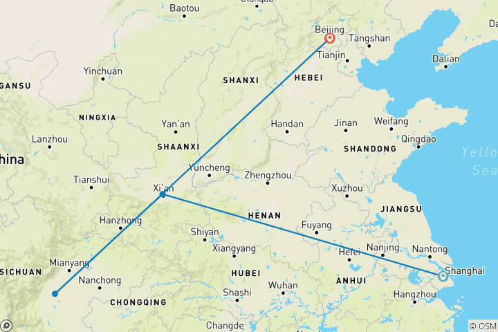 Carte du circuit China Calling : Walk the Wall & Hug the Pandas (Appel de la Chine)