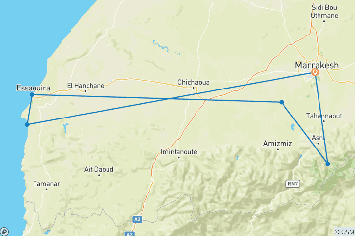 Map of Morocco Road Trip: Souks, Surf & Desert Glamping