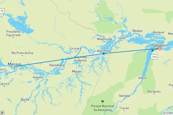 Map of Gentle Amazon & the Tapajós River - An Enchanting and Intimate Cruise to the Most Beautiful Beaches of the Amazon (port-to-port cruise)