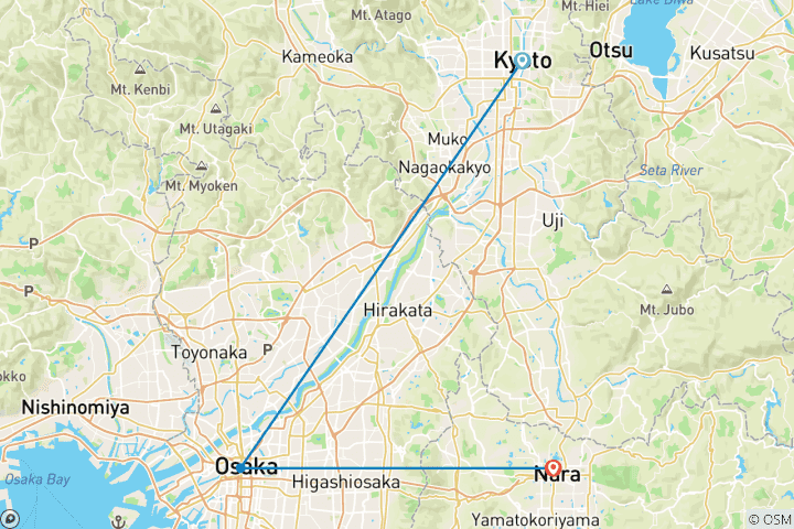 Carte du circuit Circuit de 3 jours à Kyoto, Osaka et Nara au départ de Tokyo