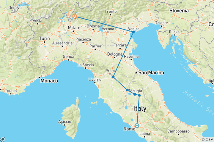 Carte du circuit Reflets d'Italie avec Côme (de Rome au lac de Côme) (2026)