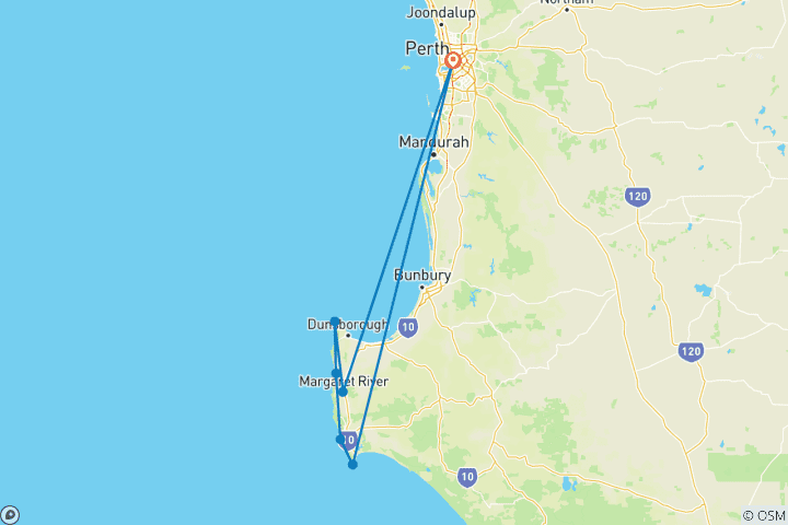 Map of Hike Western Australia's Cape to Cape Track