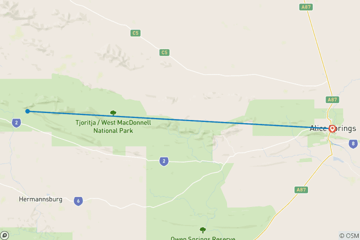 Carte du circuit Trek sur le sentier Larapinta (3 destinations)