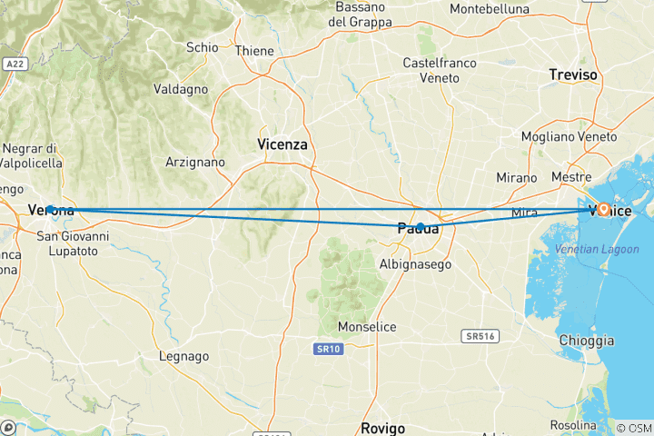 Carte du circuit 5 jours à Venise : Chemins cachés, Vérone et Padoue