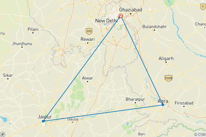 Carte du circuit Circuit de 5 jours dans le Triangle d'Or avec Yoga