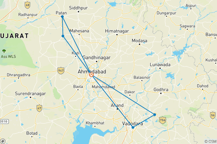 Carte du circuit Merveilles historiques du Gujarat