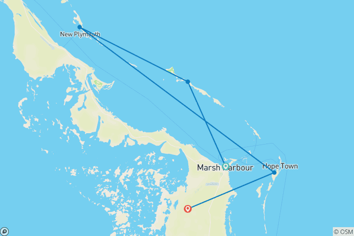 Karte von Inselparadiese der Bahamas