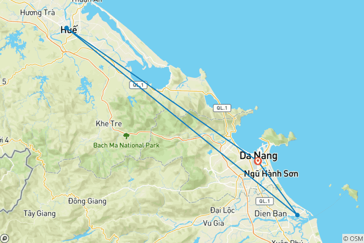 Carte du circuit Découvrez le centre du Vietnam - 5 jours avec le train du patrimoine